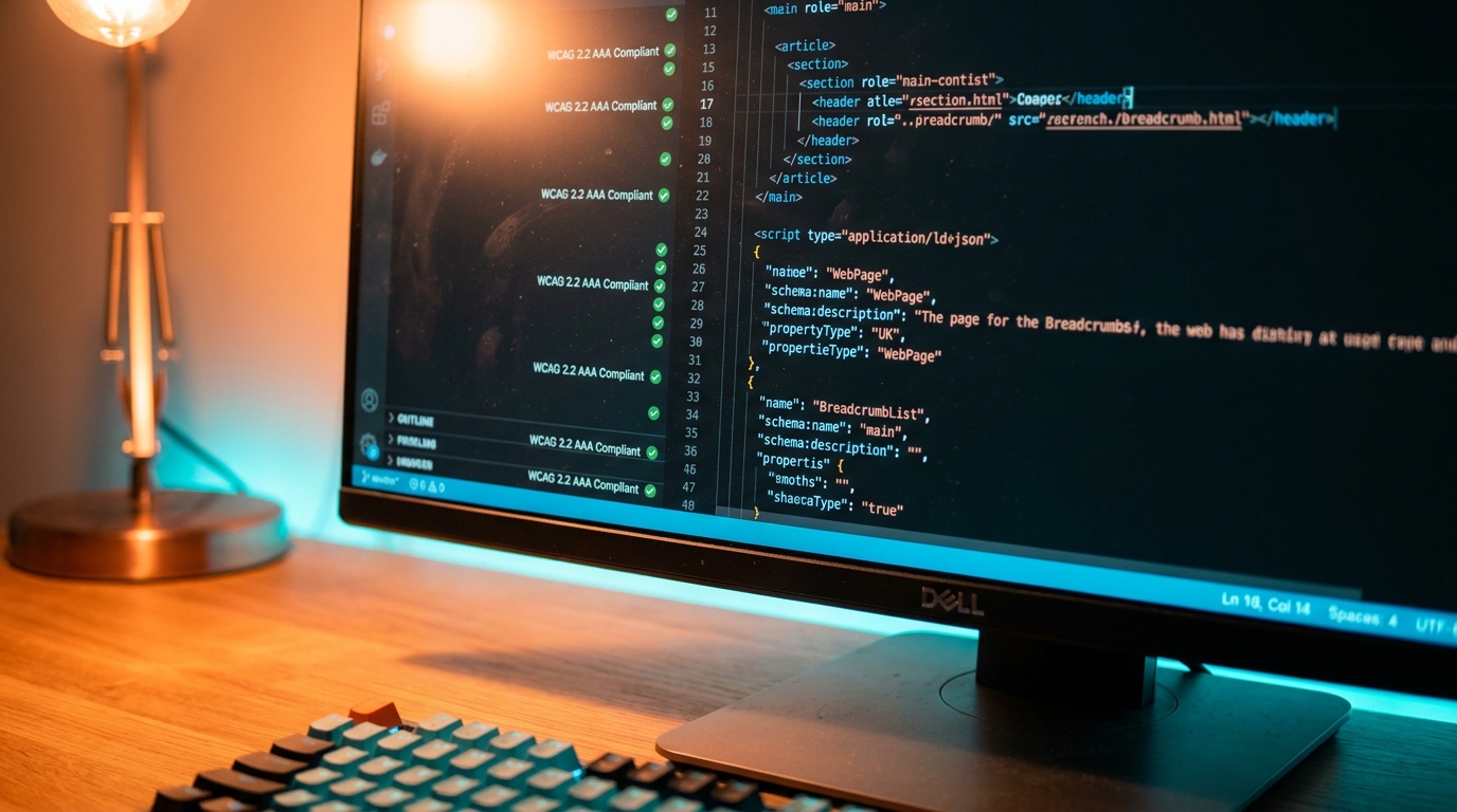 Code HTML sémantique et JSON-LD optimisé pour machine experience et tendances UX/UI avec conformité WCAG