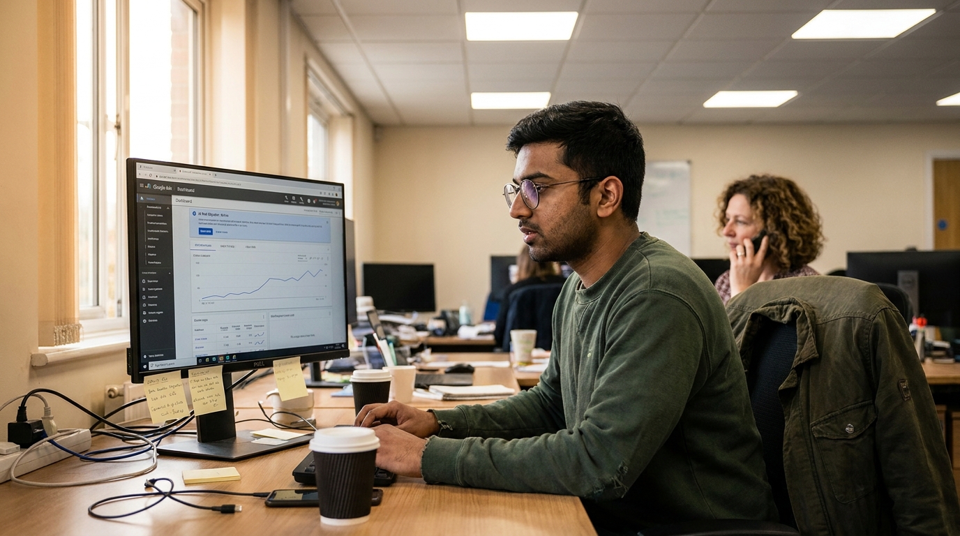 tableau de bord Google Ads avec indicateurs de migration AI Max actifs