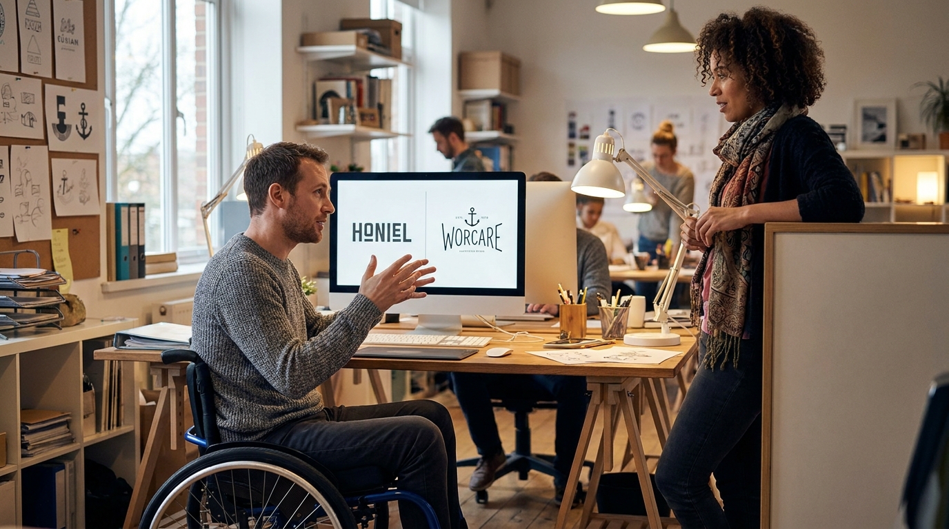 comparaison entre logo blanding générique et wordmark expressif ancré dans un récit fondateur